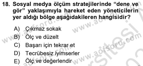 Sosyal Medya Dersi 2022 - 2023 Yılı Yaz Okulu Sınav Soruları 18. Soru