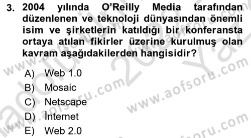 Sosyal Medya Dersi 2022 - 2023 Yılı Yaz Okulu Sınav Soruları 3. Soru