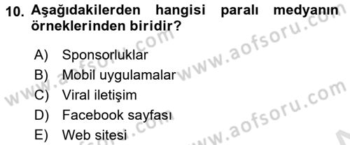 Sosyal Medya Dersi 2023 - 2024 Yılı (Vize) Ara Sınavı 10. Soru