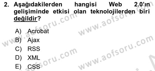 Sosyal Medya Dersi 2023 - 2024 Yılı (Vize) Ara Sınavı 2. Soru