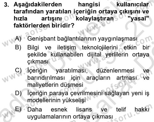 Sosyal Medya Dersi 2023 - 2024 Yılı (Vize) Ara Sınavı 3. Soru