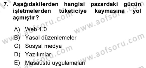 Sosyal Medya Dersi 2023 - 2024 Yılı (Vize) Ara Sınavı 7. Soru