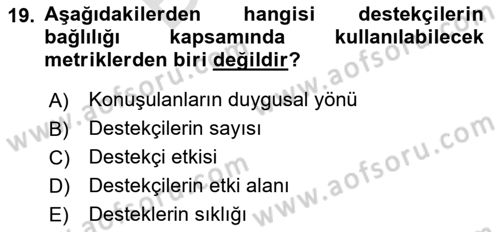 Sosyal Medya Dersi 2023 - 2024 Yılı (Final) Dönem Sonu Sınav Soruları 19. Soru
