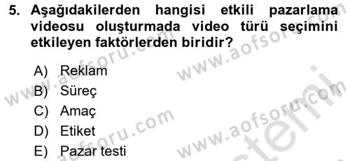 Sosyal Medya Dersi 2023 - 2024 Yılı (Final) Dönem Sonu Sınav Soruları 5. Soru