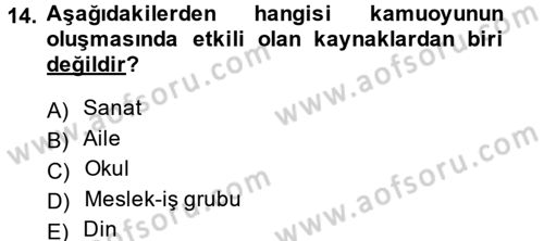 Siyaset Sosyolojisi Dersi 2013 - 2014 Yılı (Final) Dönem Sonu Sınav Soruları 14. Soru