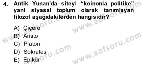Siyaset Sosyolojisi Dersi 2014 - 2015 Yılı (Vize) Ara Sınav Soruları 4. Soru