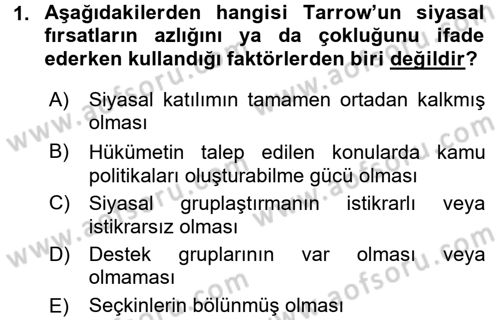 Siyaset Sosyolojisi Dersi 2015 - 2016 Yılı (Final) Dönem Sonu Sınav Soruları 1. Soru