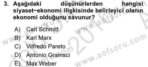 Siyaset Sosyolojisi Dersi 2016 - 2017 Yılı (Vize) Ara Sınav Soruları 3. Soru