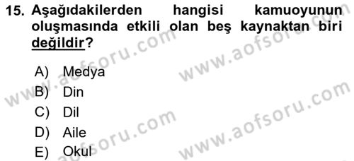 Siyaset Sosyolojisi Dersi 2018 - 2019 Yılı 3 Ders Sınav Soruları 15. Soru