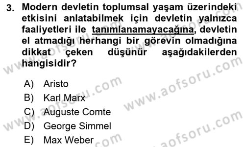 Siyaset Sosyolojisi Dersi 2018 - 2019 Yılı 3 Ders Sınav Soruları 3. Soru