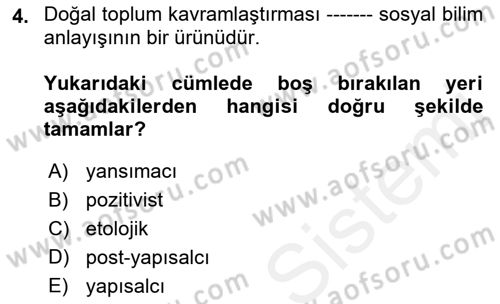Siyaset Sosyolojisi Dersi 2018 - 2019 Yılı (Vize) Ara Sınav Soruları 4. Soru