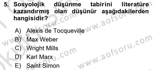 Siyaset Sosyolojisi Dersi 2020 - 2021 Yılı Yaz Okulu Sınav Soruları 5. Soru