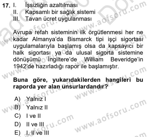 Siyaset Sosyolojisi Dersi 2021 - 2022 Yılı (Final) Dönem Sonu Sınav Soruları 17. Soru