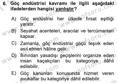 Siyaset Sosyolojisi Dersi 2021 - 2022 Yılı (Final) Dönem Sonu Sınav Soruları 6. Soru