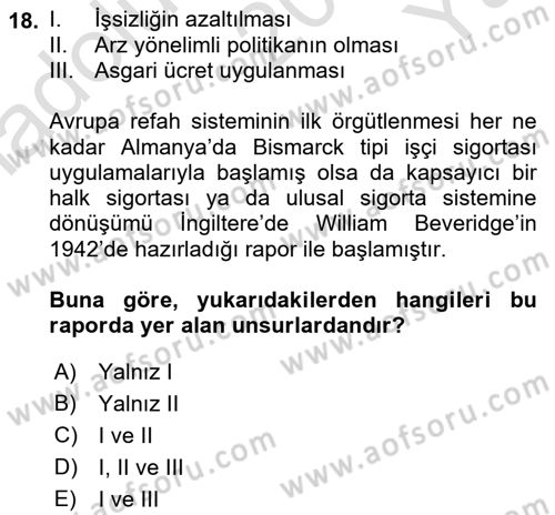 Siyaset Sosyolojisi Dersi 2021 - 2022 Yılı Yaz Okulu Sınavı 18. Soru