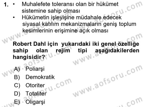 Siyaset Sosyolojisi Dersi 2022 - 2023 Yılı (Final) Dönem Sonu Sınav Soruları 1. Soru