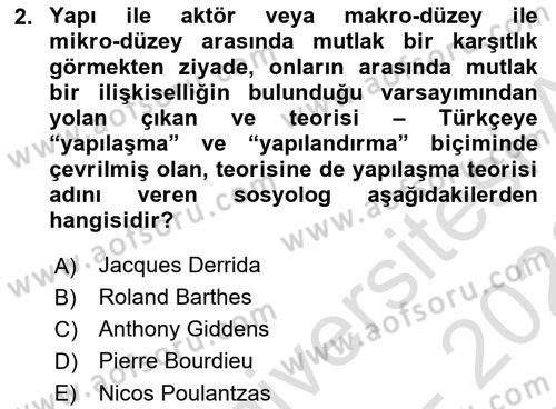 Siyaset Sosyolojisi Dersi 2022 - 2023 Yılı (Final) Dönem Sonu Sınav Soruları 2. Soru