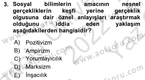 Siyaset Sosyolojisi Dersi 2022 - 2023 Yılı Yaz Okulu Sınav Soruları 3. Soru