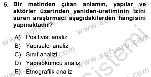 Siyaset Sosyolojisi Dersi 2022 - 2023 Yılı Yaz Okulu Sınav Soruları 5. Soru