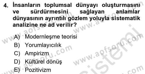 Siyaset Sosyolojisi Dersi 2023 - 2024 Yılı (Vize) Ara Sınav Soruları 4. Soru
