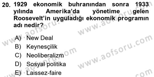 Siyaset Sosyolojisi Dersi 2023 - 2024 Yılı (Final) Dönem Sonu Sınav Soruları 20. Soru