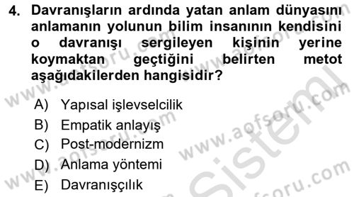 Siyaset Sosyolojisi Dersi 2023 - 2024 Yılı (Final) Dönem Sonu Sınav Soruları 4. Soru