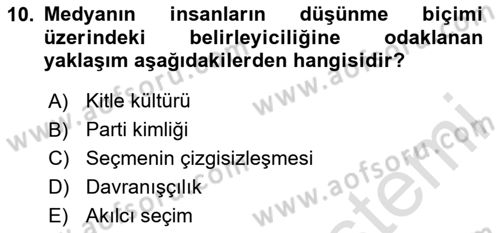 Siyaset Sosyolojisi Dersi 2023 - 2024 Yılı Yaz Okulu Sınav Soruları 10. Soru
