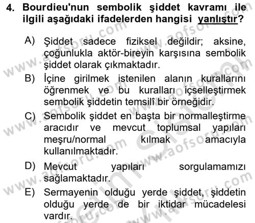 Siyaset Sosyolojisi Dersi 2023 - 2024 Yılı Yaz Okulu Sınav Soruları 4. Soru