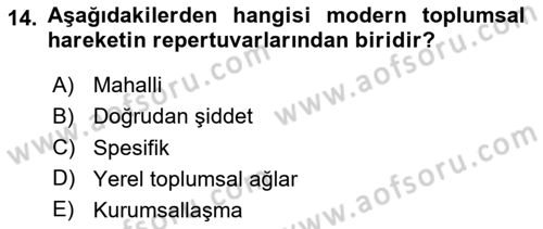 Siyaset Sosyolojisi Dersi 2024 - 2025 Yılı (Final) Dönem Sonu Sınav Soruları 14. Soru