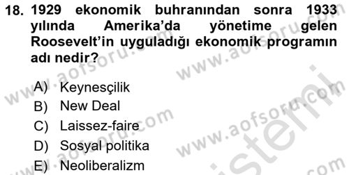 Siyaset Sosyolojisi Dersi 2024 - 2025 Yılı (Final) Dönem Sonu Sınav Soruları 18. Soru