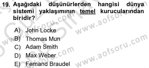 Siyaset Sosyolojisi Dersi 2024 - 2025 Yılı (Final) Dönem Sonu Sınav Soruları 19. Soru