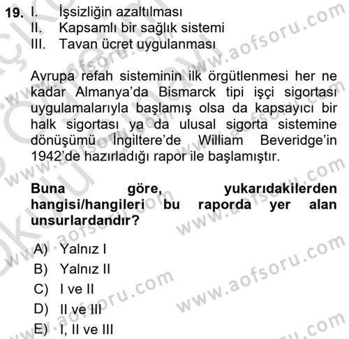 Siyaset Sosyolojisi Dersi 2024 - 2025 Yılı Yaz Okulu Sınav Soruları 19. Soru