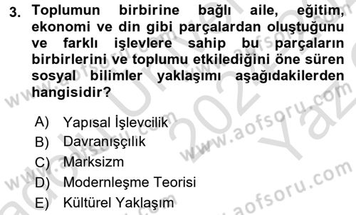 Siyaset Sosyolojisi Dersi 2024 - 2025 Yılı Yaz Okulu Sınav Soruları 3. Soru