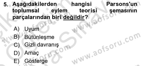 Siyaset Sosyolojisi Dersi 2025 - 2026 Yılı (Vize) Ara Sınav Soruları 5. Soru