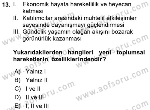 Siyaset Sosyolojisi Dersi 2025 - 2026 Yılı (Final) Dönem Sonu Sınav Soruları 13. Soru