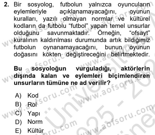 Siyaset Sosyolojisi Dersi 2025 - 2026 Yılı (Final) Dönem Sonu Sınav Soruları 2. Soru