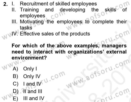 Organizational Behavior Dersi 2018 - 2019 Yılı (Vize) Ara Sınav Soruları 2. Soru