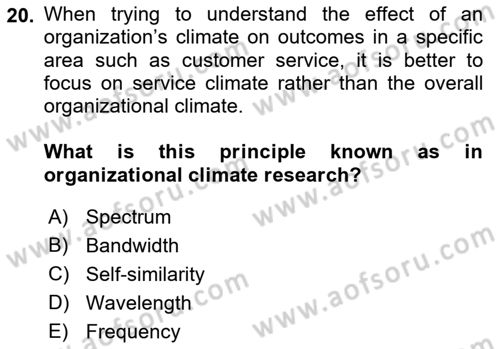 Organizational Behavior Dersi 2018 - 2019 Yılı (Vize) Ara Sınav Soruları 20. Soru