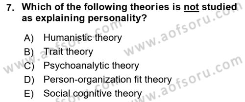 Organizational Behavior Dersi 2018 - 2019 Yılı (Vize) Ara Sınav Soruları 7. Soru