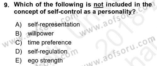 Organizational Behavior Dersi 2018 - 2019 Yılı (Vize) Ara Sınav Soruları 9. Soru