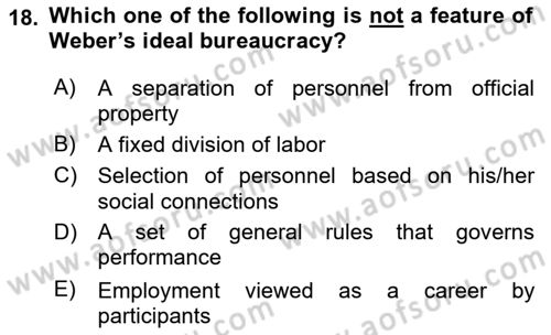 Organizational Behavior Dersi 2018 - 2019 Yılı (Final) Dönem Sonu Sınav Soruları 18. Soru