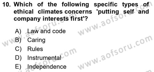 Organizational Behavior Dersi 2020 - 2021 Yılı Yaz Okulu Sınav Soruları 10. Soru