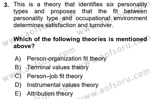 Organizational Behavior Dersi 2020 - 2021 Yılı Yaz Okulu Sınav Soruları 3. Soru