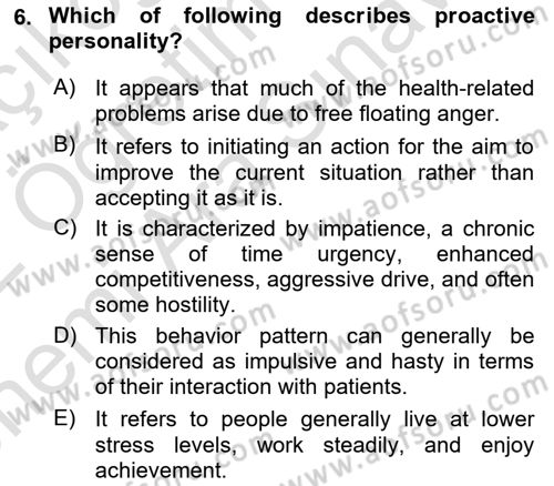 Organizational Behavior Dersi 2021 - 2022 Yılı (Vize) Ara Sınav Soruları 6. Soru