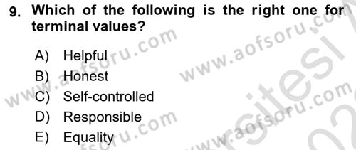 Organizational Behavior Dersi 2021 - 2022 Yılı (Vize) Ara Sınav Soruları 9. Soru