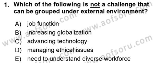 Organizational Behavior Dersi 2021 - 2022 Yılı (Final) Dönem Sonu Sınav Soruları 1. Soru