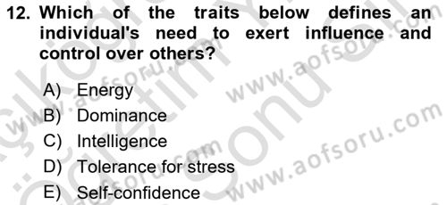 Organizational Behavior Dersi 2021 - 2022 Yılı (Final) Dönem Sonu Sınav Soruları 12. Soru