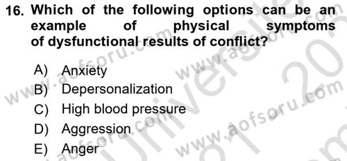 Organizational Behavior Dersi 2021 - 2022 Yılı (Final) Dönem Sonu Sınav Soruları 16. Soru