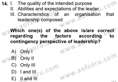 Organizational Behavior Dersi 2022 - 2023 Yılı Yaz Okulu Sınav Soruları 14. Soru
