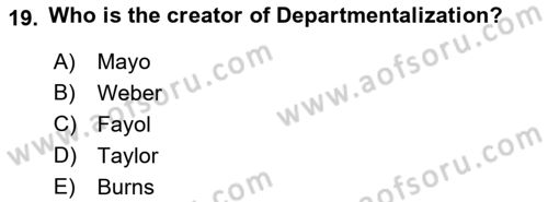 Organizational Behavior Dersi 2022 - 2023 Yılı Yaz Okulu Sınav Soruları 19. Soru